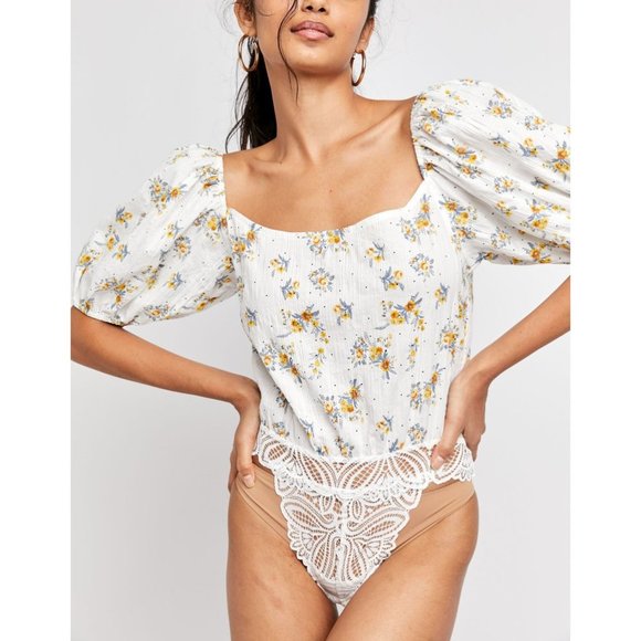 NWT Free People Angela Bodysuit / White Combo - Picture 2 of 7